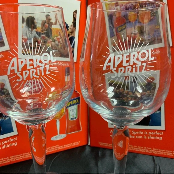 New Aperol Spritz Cocktail Glasses Set Of 2 - Picture 9 of 14